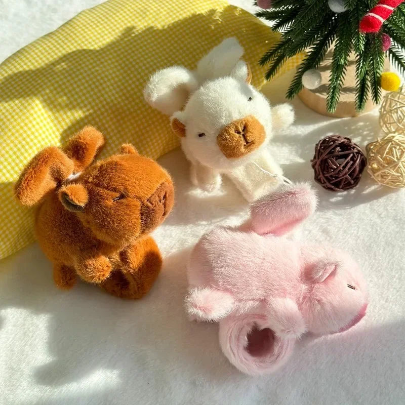1-10PCS Rytanda Capybara Clap Circle Toys  Capybara Plush Hand Ring Fun Pop Circles Kids  Gift Slap Snap Wrap Wristband Bracelet