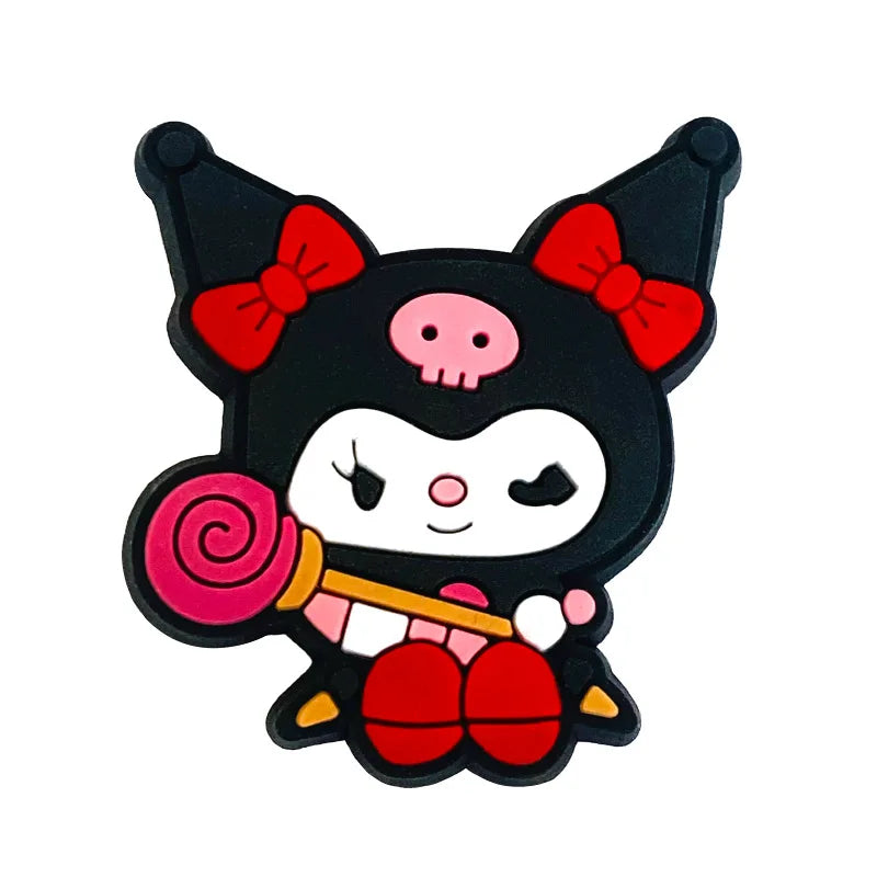 Fashion MINISO 1PCS Cartoon Cute Sanrio DIY Decorate Kuromi Shoe Charms PVC Black Sandals Accessories Kids Girls Boy X-mas Gifts