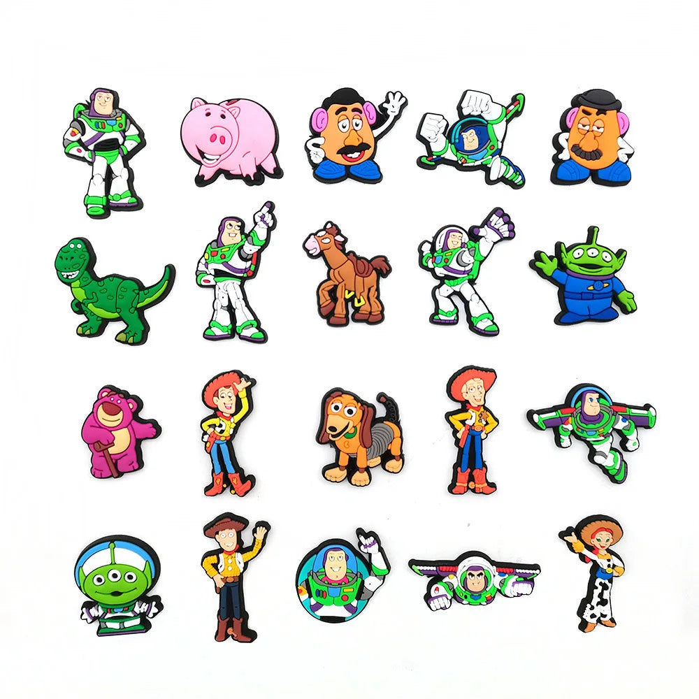 20pcs Hot Toys Disney Cartoon Winnie Pooh Shoe Charms for Shoes Decoration Accessories Classic Clog Sandal Buckle Kids Gifts