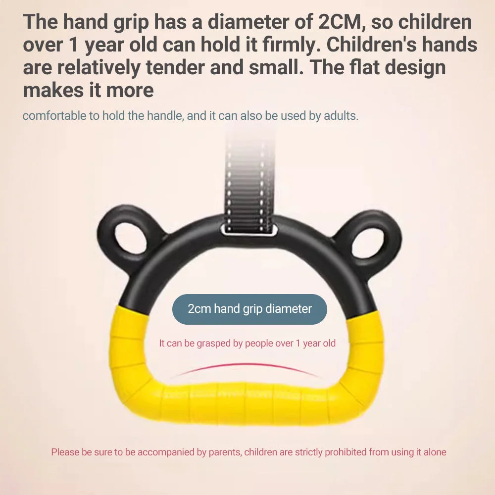 Kids Horizontal Bar with Gymnastic Rings Adjustable Hanging Straps for Indoor Pull-Up Hammock Play Children Fitness Strength Tra