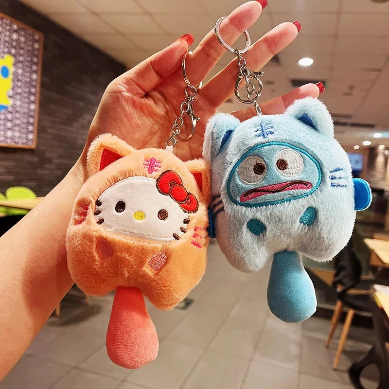 Sanrio Plush Doll Keychain Melody Cinnamoroll Pochacco Cute Key Ring Bag Pendant Gift Kids Toys Backpack Decoration Girl Gifts