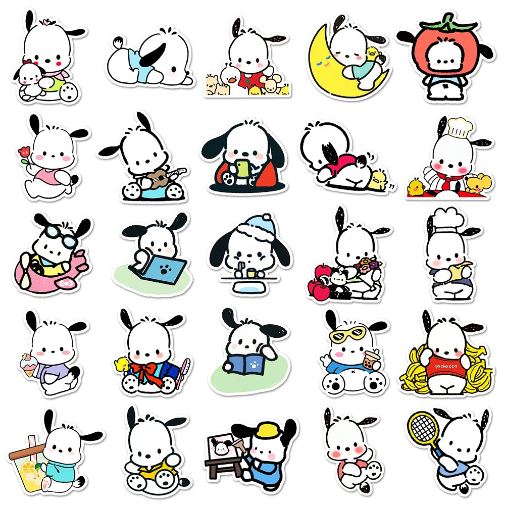 10/30/50pcs Cute Pochacco Stickers for Kids Funny Sanrio Cartoon Decals Toy Stationery Notebook Phone Case Graffiti Sticker Pack