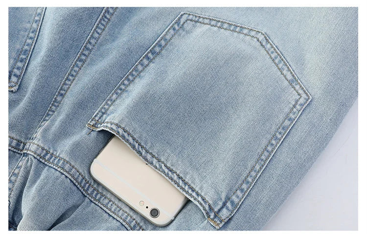 Jeans for Girls Fashion Clothes for Teenagers Solid Loose Kids Wide Leg Pants with Butterfly Children Denim Trousers Age 5-14T