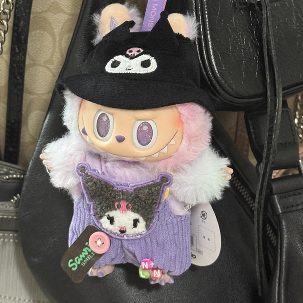 For 17cm Labubu Doll Clothes Cute Overalls Sanrio Hello Kitty Kuromi Cinnamoroll Clothes Doll Clothes for Dolls Kids Gifts