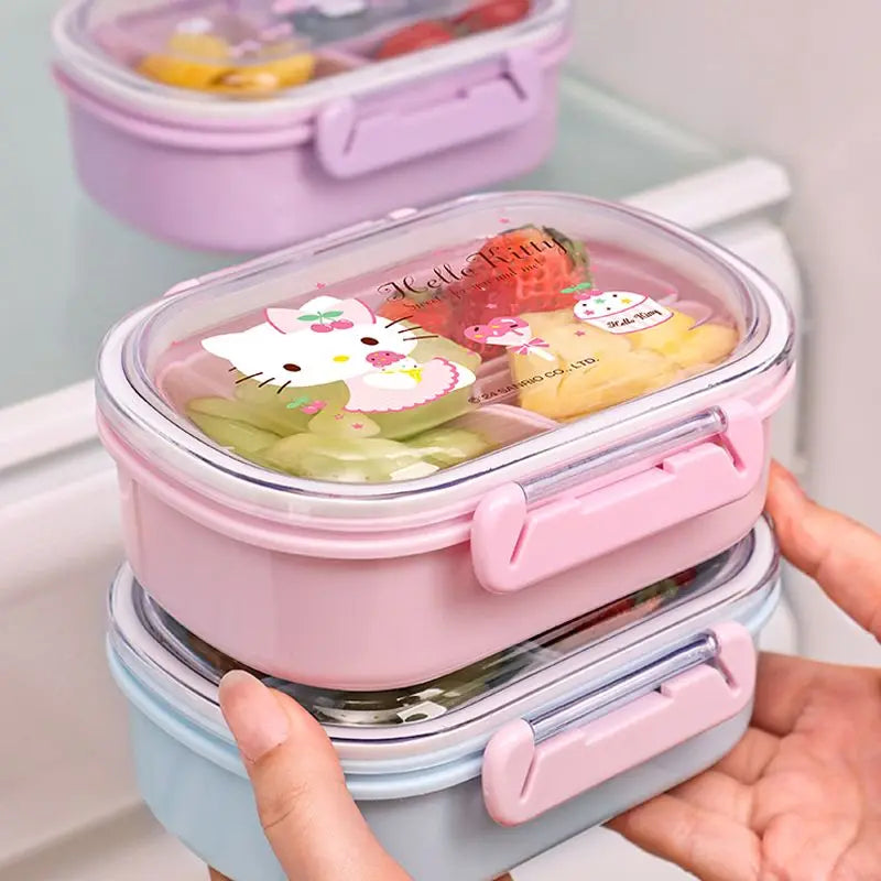 Sanrio Hello Kitty Cinnamoroll Fruit Box Children Portable Spring Outing Separated Fresh-Keeping Bento Box Lunch Box for Kids