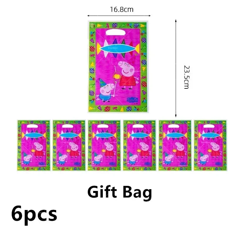 Peppa Pig Balloons Family Pink George Rebecca Susy Ballons Happy Birthday Banner Party Decoration Kids Cake Topper Tableware Toy