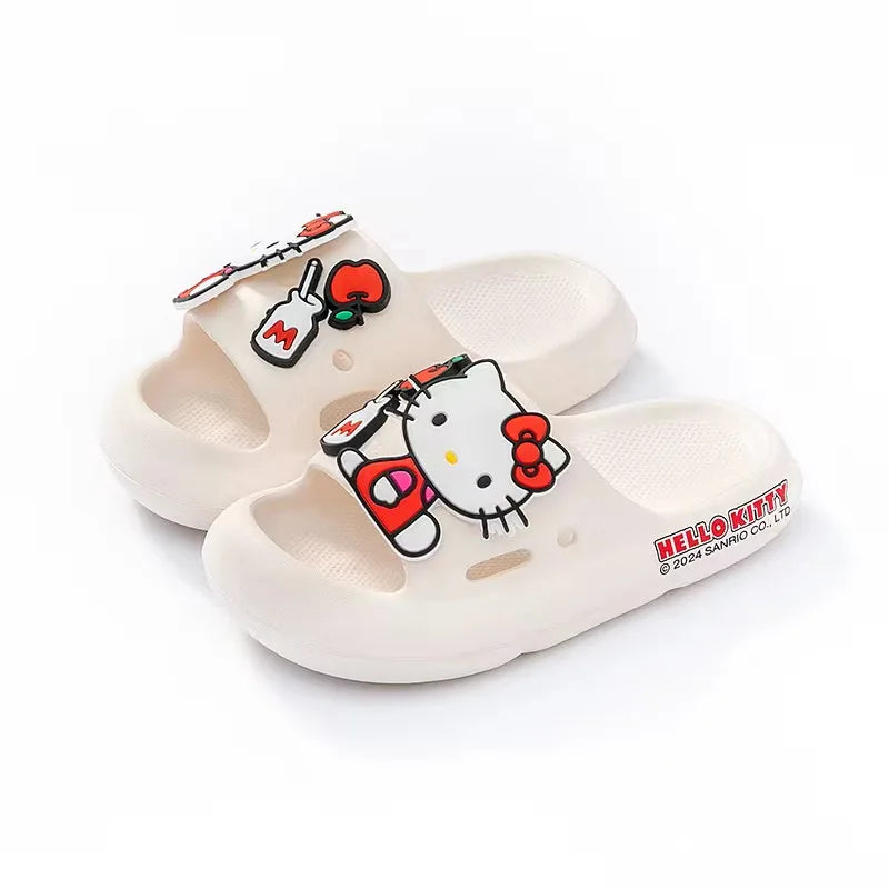 Sanrio Children's Slippers Kuromi Hello Kitty Kids Summer Cartoon Non-Slip Soft Soles Children Indoor Home Toddler Baby Sandals