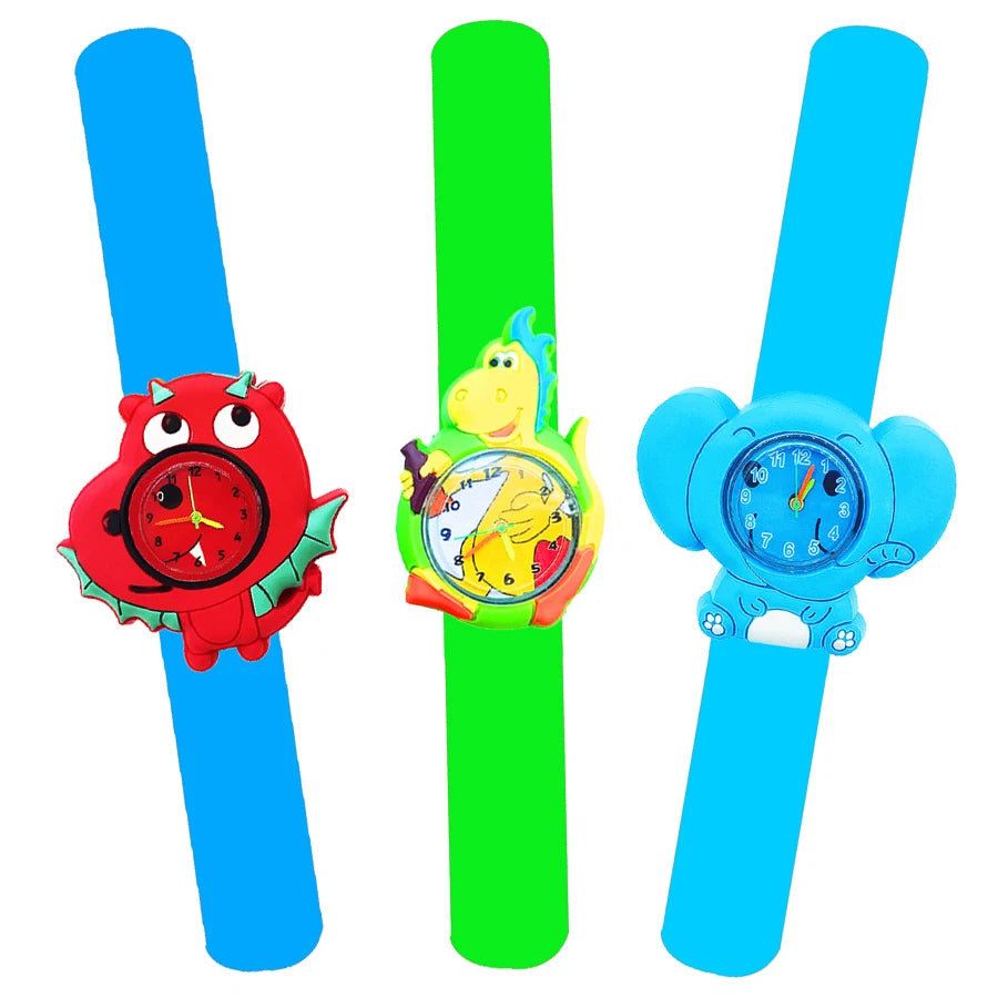 Baby Watch 3D Cartoon Kids Birthday Gift 2-15 Years Old Girl Boy Children Study Time Toy Watch Clock Free Spare Battery