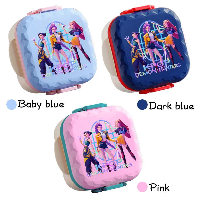 800ml For KPop Demon Hunters Lunch Box Microwave Heating Anime HUNTR/X Rumi Mira Zoey Bento Box BPA Free Comes with Tableware