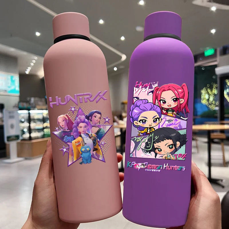 KPop Demon Hunters Kids Sports Water Cup Cute Anime Women Drinking Bottles Huntrix Rumi Zoey Cartoon Print Bottle Birthday Gift