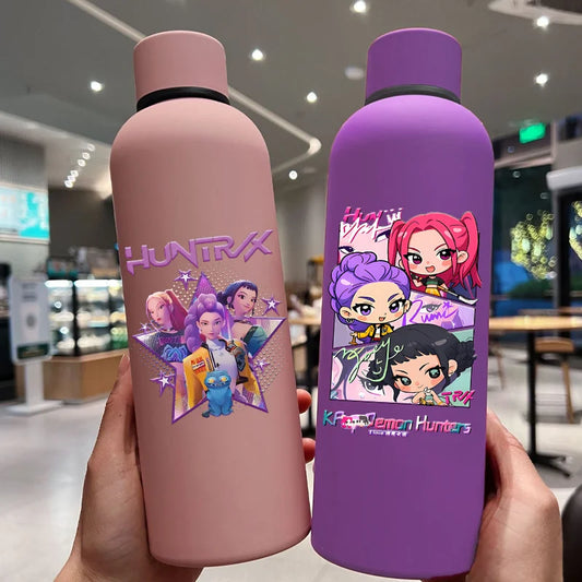 KPop Demon Hunters Kids Sports Water Cup Cute Anime Women Drinking Bottles Huntrix Rumi Zoey Cartoon Print Bottle Birthday Gift