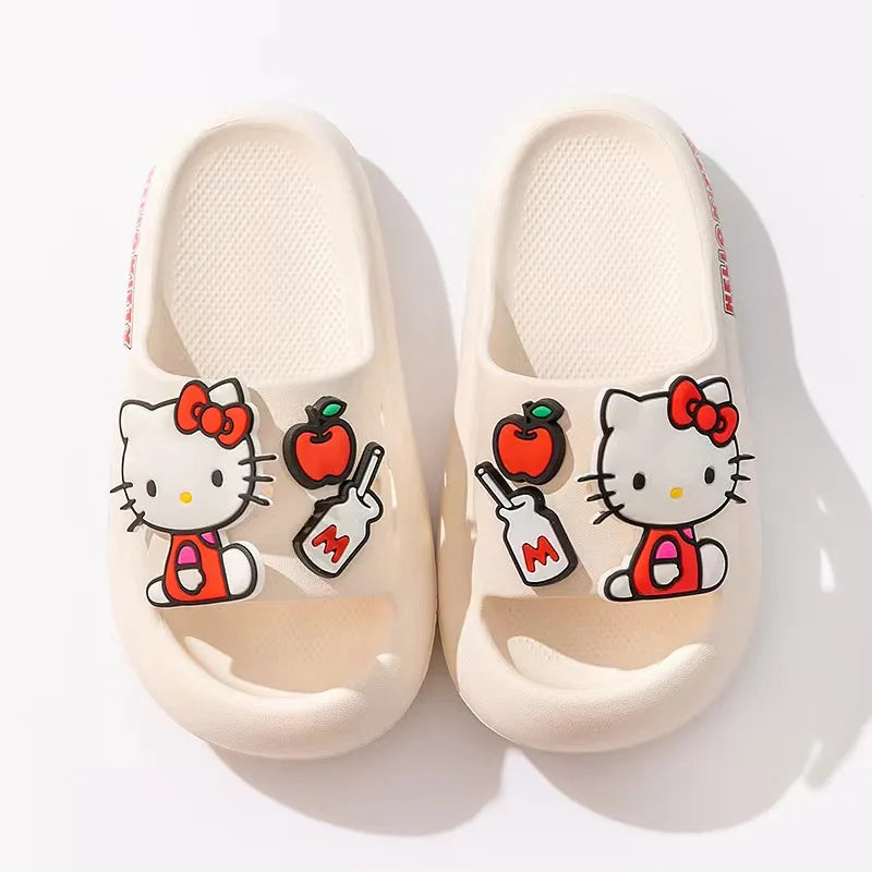 Sanrio Children's Slippers Kuromi Hello Kitty Kids Summer Cartoon Non-Slip Soft Soles Children Indoor Home Toddler Baby Sandals