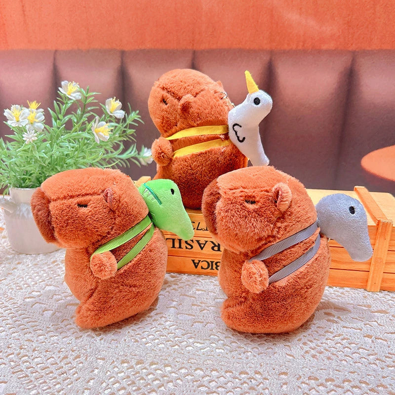 Cartoon Capybara Plush Keychain Bag Pendant Hanging Decoration Cute Stuffed Doll Toy Desktop Doll Ornament Car Keyring Kids Gift