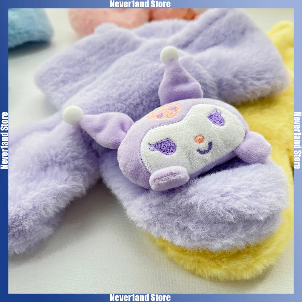 Kawaii Sanrio Plush Kuromi Children Scarf Cinnamoroll My Melody Anime Accessories Soft Thickened Kids Scarves Girls Cute Gifts