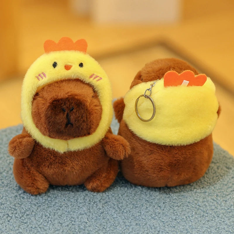 Cartoon Capybara Plush Keychain Bag Pendant Hanging Decoration Cute Stuffed Doll Toy Desktop Doll Ornament Car Keyring Kids Gift