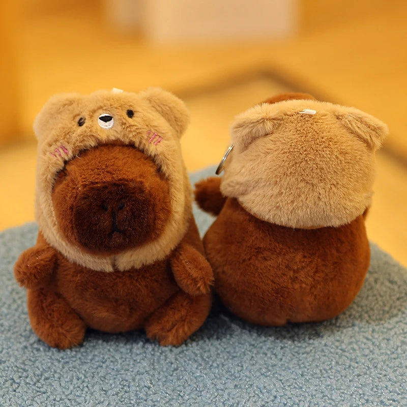 Cartoon Capybara Plush Keychain Bag Pendant Hanging Decoration Cute Stuffed Doll Toy Desktop Doll Ornament Car Keyring Kids Gift