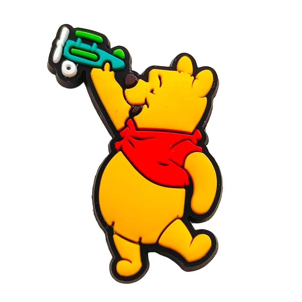 20pcs Hot Toys Disney Cartoon Winnie Pooh Shoe Charms for Shoes Decoration Accessories Classic Clog Sandal Buckle Kids Gifts