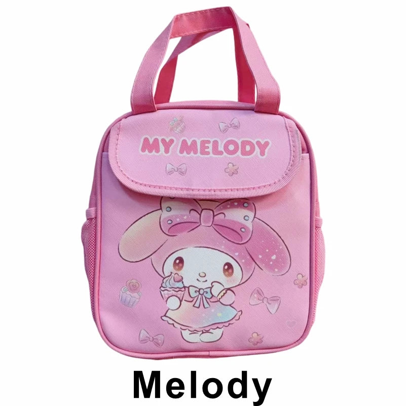 Hello Kitty Kuromi Cinnamonroll  Cartoon Kids Lunch Bag Thermal Insulation Aluminum Film C anvas Portable Insulation  Lunch Bag