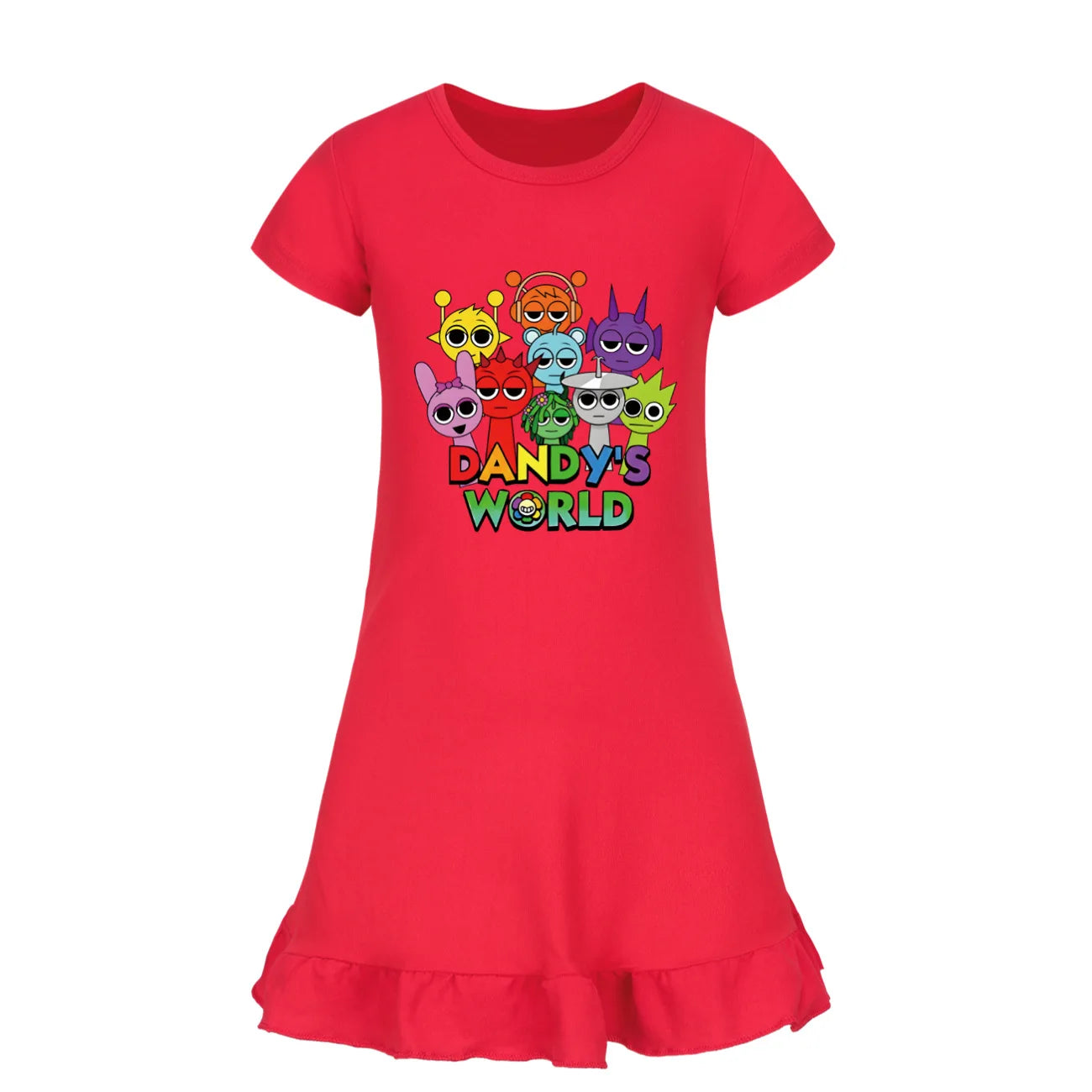 Hot sprunki Child Clothes Kids Summer Horror Game Incredibox Pajamas Dress Baby Girls Short Sleeve Nightgown Cartoon Sleep Wear