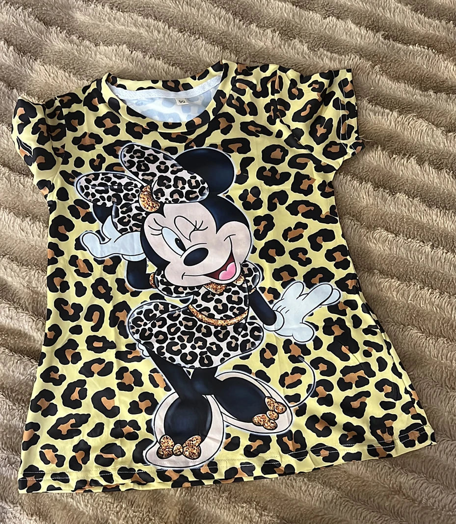 Girls T Shirts for Kids Minnie Mouse Print Top Child Shirt Boy Kid Summer Clothes Short Sleeve T-shirt Cartoon Boys Wear Mickey