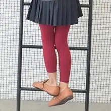 Toddler Girls Cotton Cable Knit Leggings Classic Solid Footless Tights Ankle Length Pants for Kids