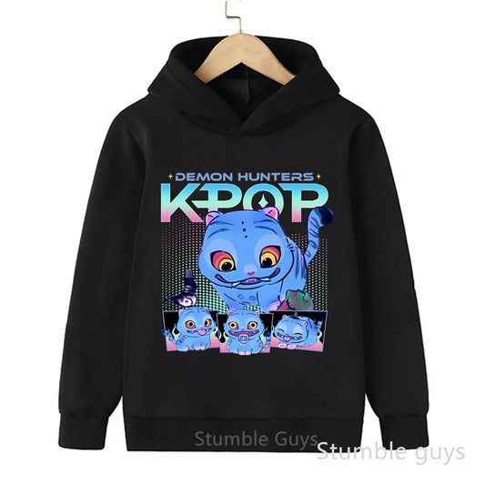 Kpop Demon Hunters Hoodie Set Kids Boys Girls Sportswear 3-12Y Autumn Anime Clothes