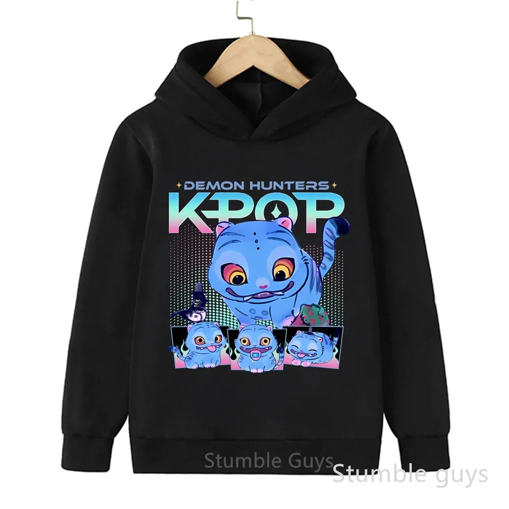 Kpop Demon Hunters Hoodie Set Kids Boys Girls Sportswear 3-12Y Autumn Anime Clothes