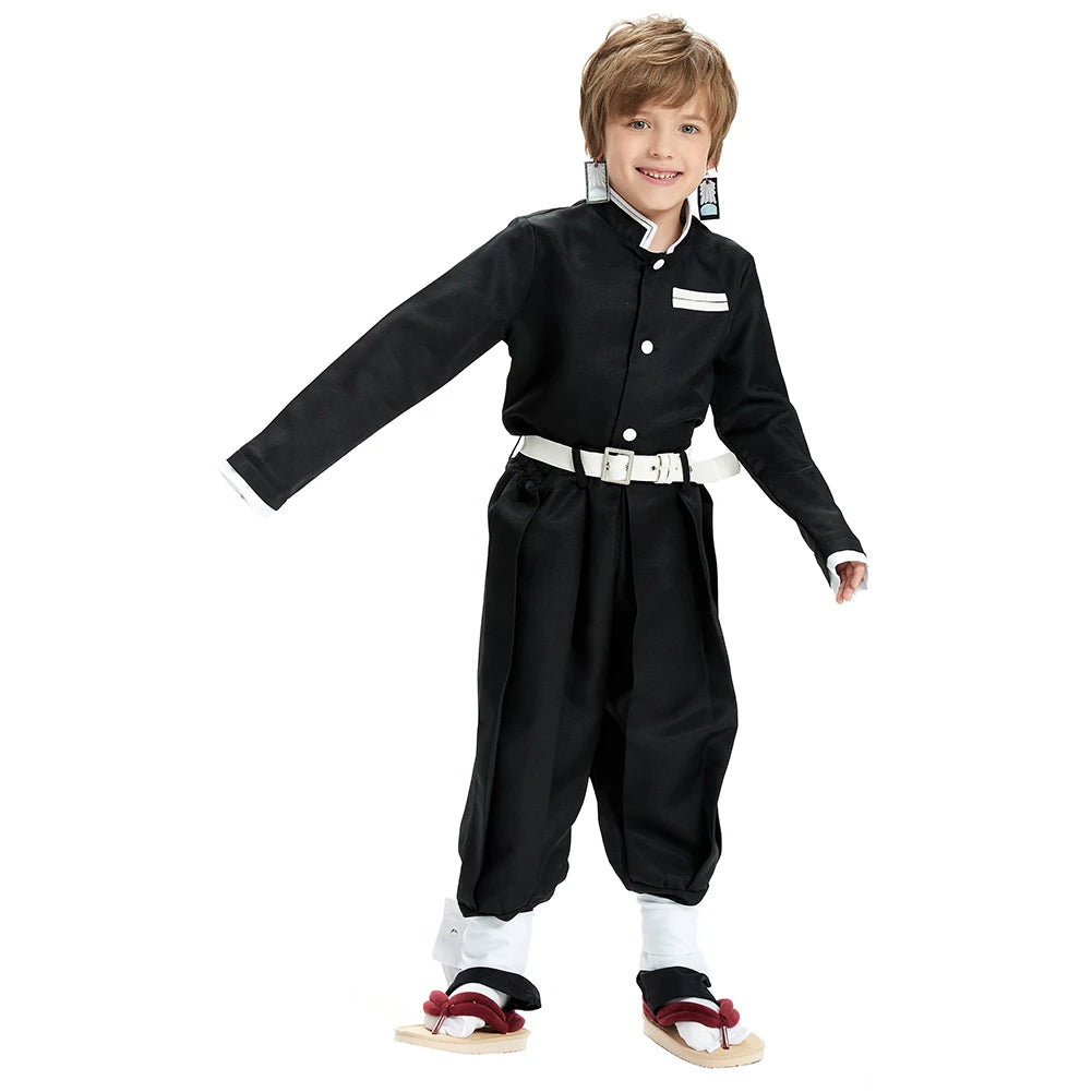 Cosplay Children's costume Anime Satan Killer Kimetsu No Yeyang Kamido Tanjiro Kimono costume Set Carnival Halloween Clothes