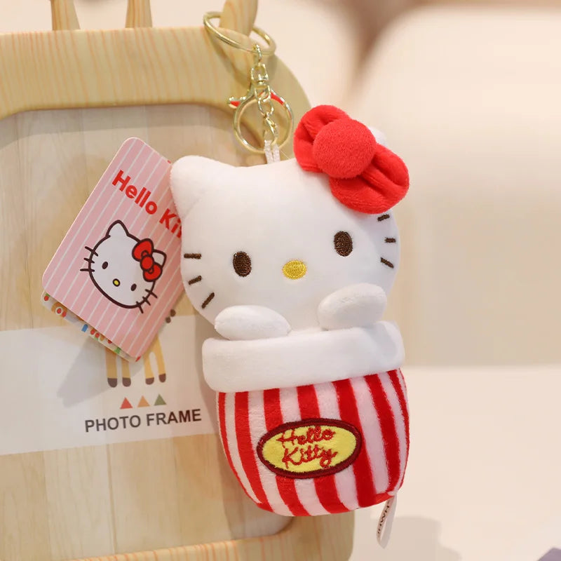 Sanrio Hello Kitty Stuffed Toys Bag Pendant Accessories Cute Plush Toys Kitten Keyring Anime Keychain Kids Birthday Gift