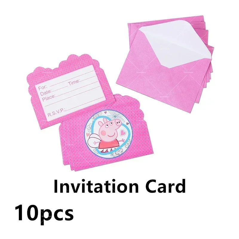 Peppa Pig Balloons Family Pink George Rebecca Susy Ballons Happy Birthday Banner Party Decoration Kids Cake Topper Tableware Toy