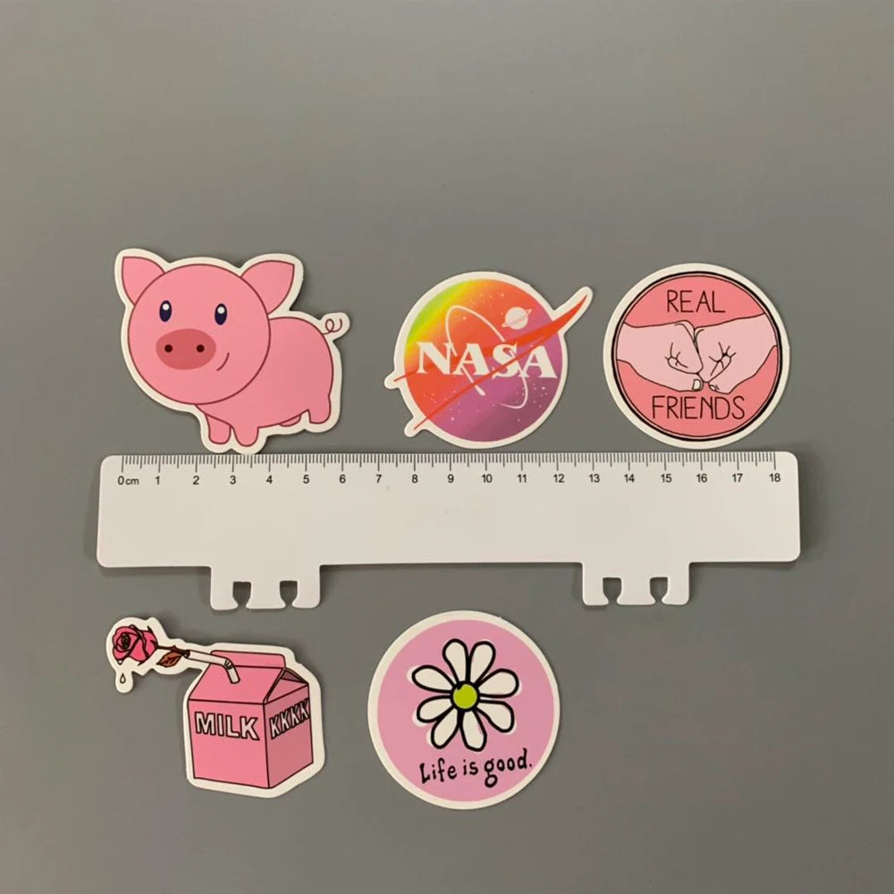 50/100pcs Ins Style Pink Preppy Style Stickers For Party Gift Skateboard Motorcycle Scrapbooking Laptop Suitcase Toys