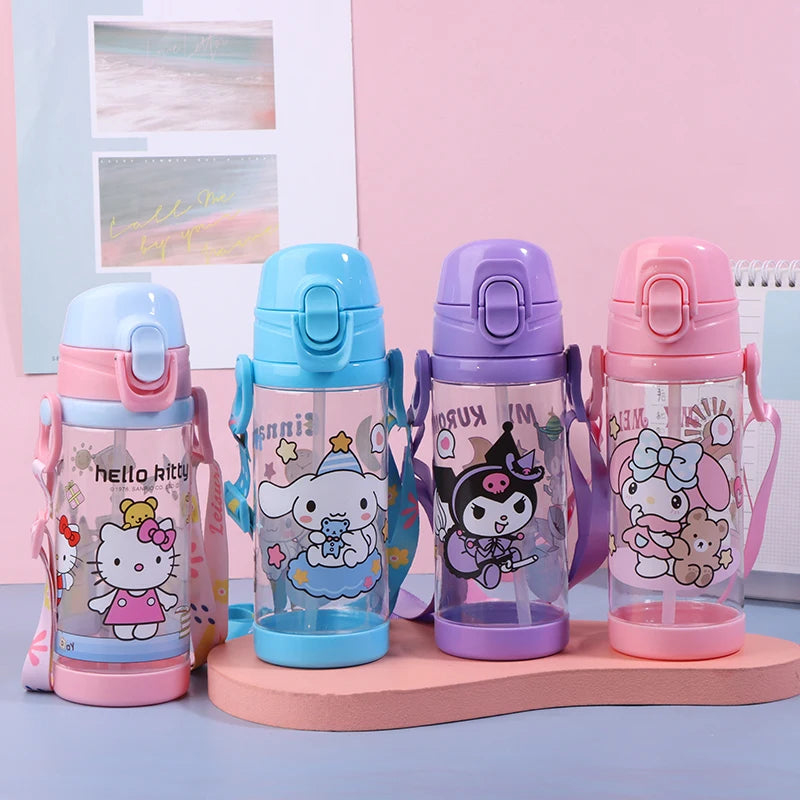 Kawaii 500ML Kuromi Cinnamoroll Sanrio Water Cup Cartoon Anime Plastic Cup Toys for Kids Kawaii Bottle Water Cup Birthday Gift