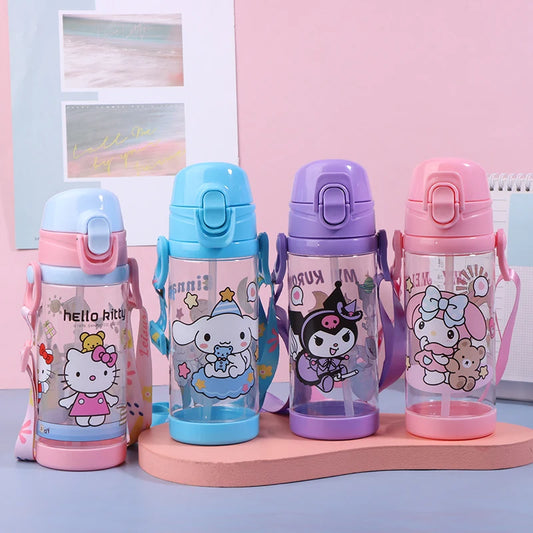 Kawaii 500ML Kuromi Cinnamoroll Sanrio Water Cup Cartoon Anime Plastic Cup Toys for Kids Kawaii Bottle Water Cup Birthday Gift
