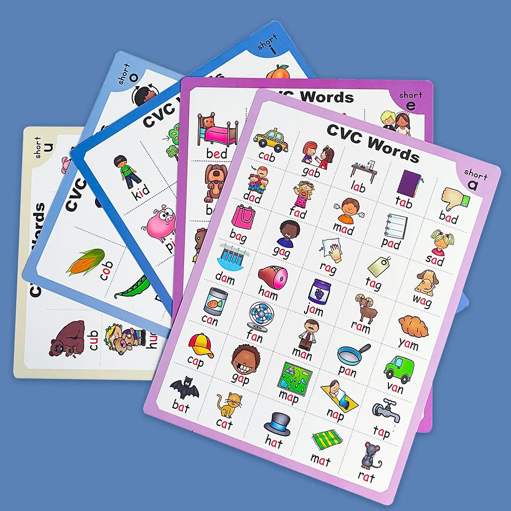 2books English CVC Words Phonics Workbook Language Arts Skills book for Kids children read & match & sound & sentence Worksheet