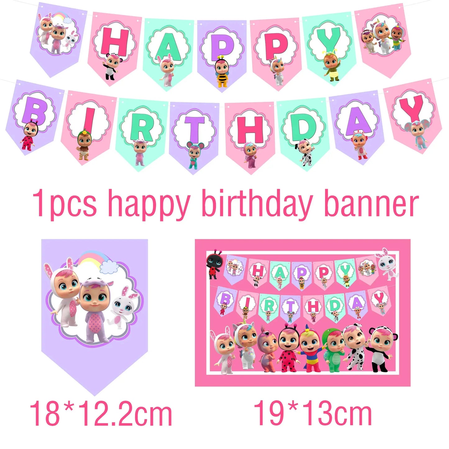 Cry Babiesed Birthday Party Decorations Tableware Set Paper Plates Balloon Banner Tablecloth Backdrop Baby Shower Party Supplies