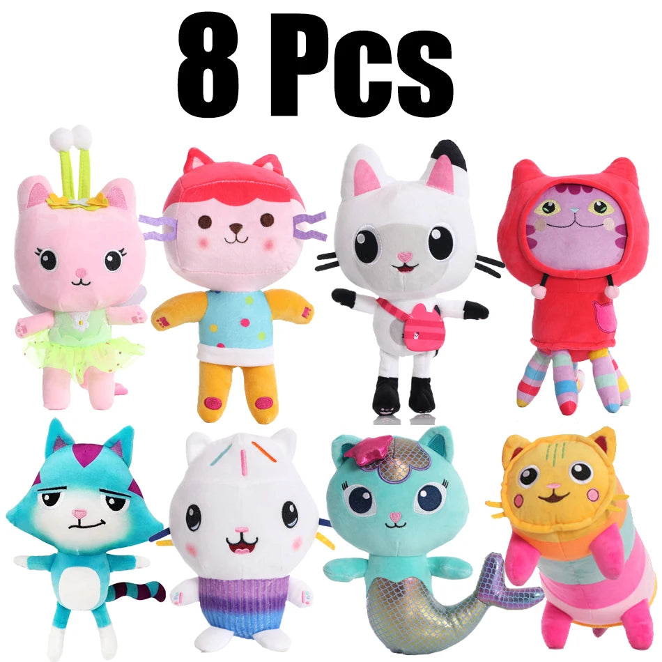 New Gabbys Dollhouse Plush Toy Mercat Cartoon Stuffed Animals Smiling Cat Car Cat Hug Gabys Girl Dolls Kids Birthday Gifts