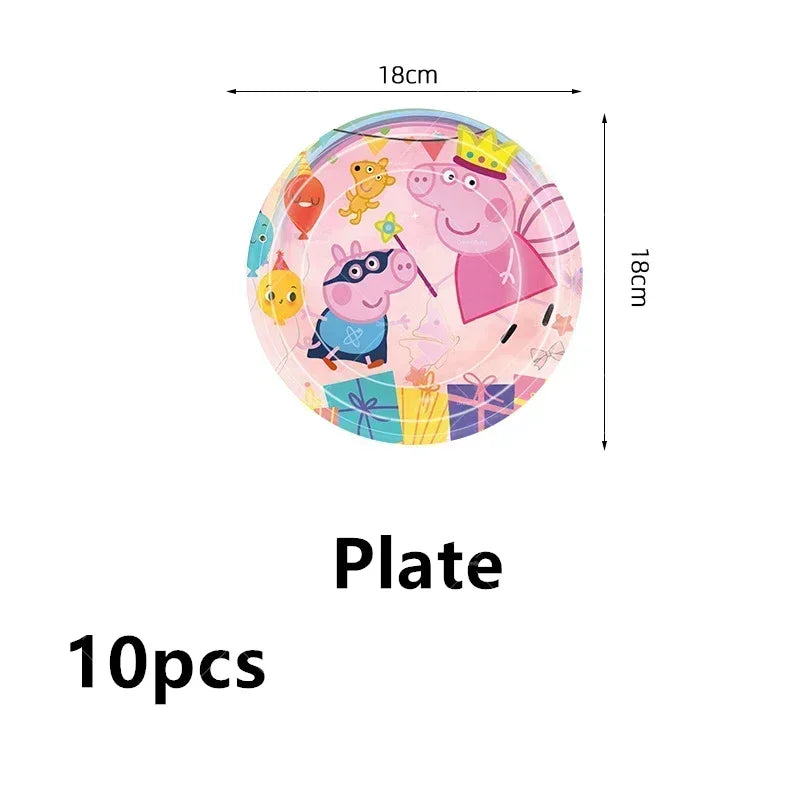Peppa Pig Balloons Family Pink George Rebecca Susy Ballons Happy Birthday Banner Party Decoration Kids Cake Topper Tableware Toy