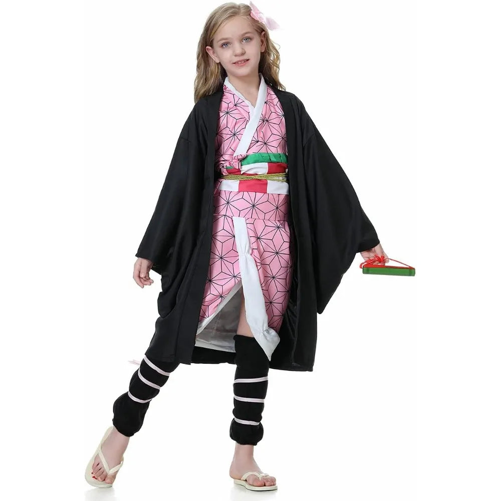 Cosplay Pink Costume Kimono Anime Cosplay Outfits, Cape Festival Uniform for Kids Girls, Enthusiasts Dressing Up Party Costumes