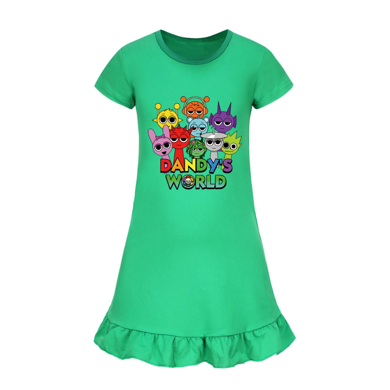 Hot sprunki Child Clothes Kids Summer Horror Game Incredibox Pajamas Dress Baby Girls Short Sleeve Nightgown Cartoon Sleep Wear