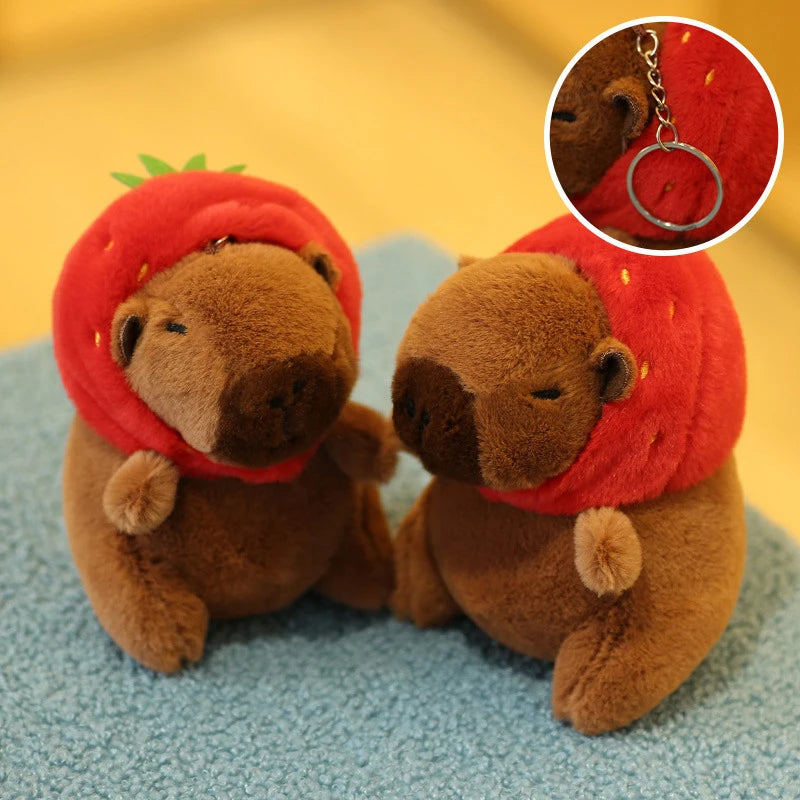Cartoon Capybara Plush Keychain Bag Pendant Hanging Decoration Cute Stuffed Doll Toy Desktop Doll Ornament Car Keyring Kids Gift
