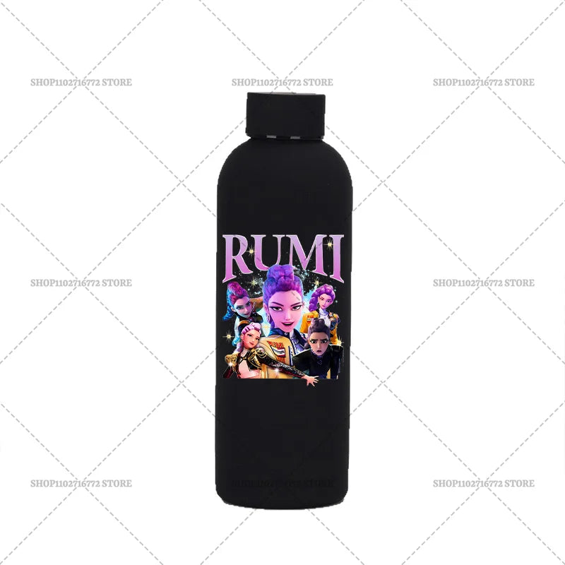 KPop Demon Hunters Kids Sports Water Cup Cute Anime Women Drinking Bottles Huntrix Rumi Zoey Cartoon Print Bottle Birthday Gift