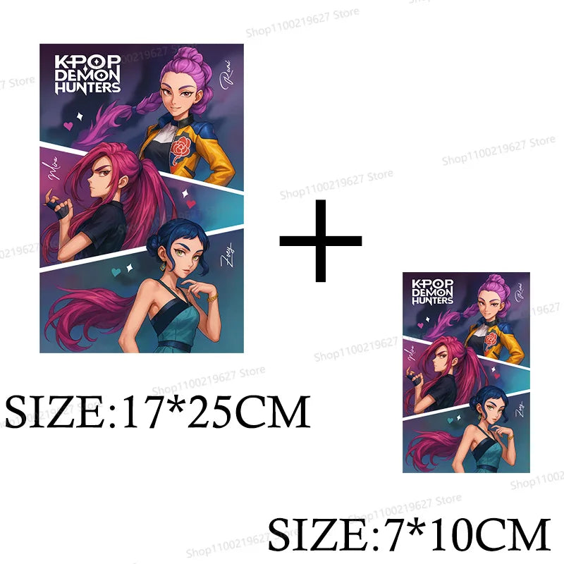 Kpop Demon Hunters Cartoon Patches for Clothes Vynil Heat Transfer Thermal Stickers DIY Kids T shirt Iron on for Women Appliqued