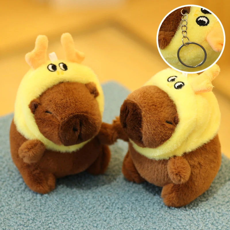 Cartoon Capybara Plush Keychain Bag Pendant Hanging Decoration Cute Stuffed Doll Toy Desktop Doll Ornament Car Keyring Kids Gift