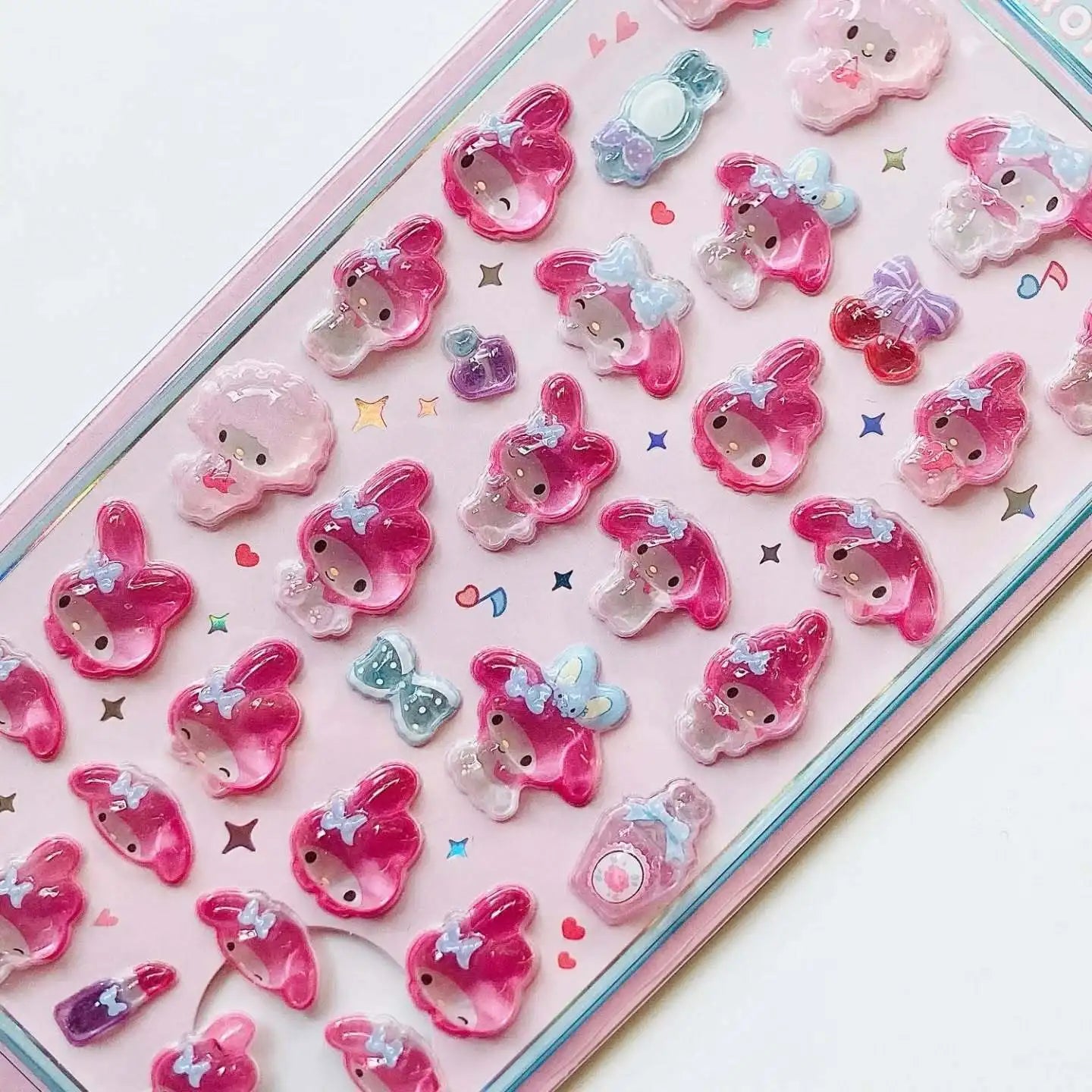 Cute Anime Hellokitty Kuromi Cinnamoroll 3D Sanrio Stickers Transparent Jelly Crystal Decorative Sticker Phone Case DIY Kids Toy
