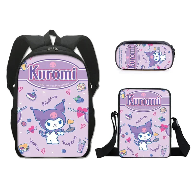Backpack Kuromi Backpack PencilBag Student Primary and Middle kawaii Cartoon SchoolBag Mochila Birthday Gift For Girls Kids Boys