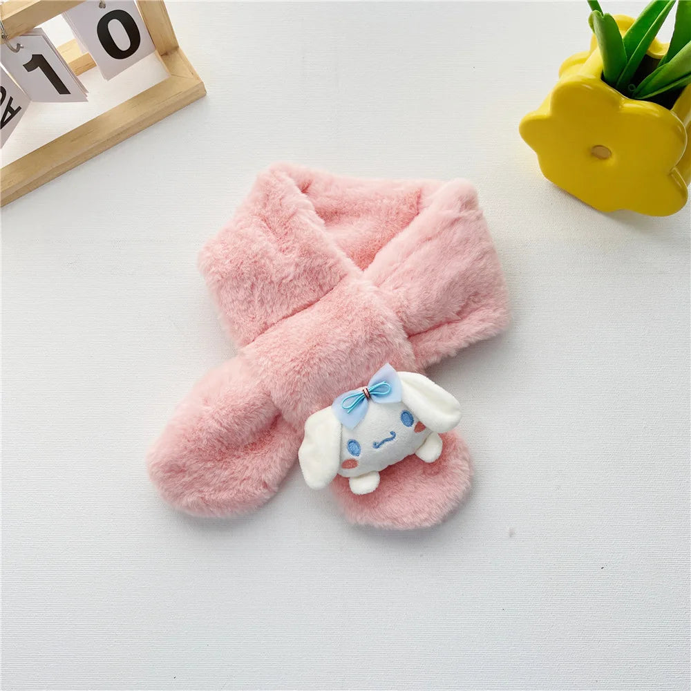 Kawaii Sanrio Plush Kuromi Children Scarf Cinnamoroll My Melody Anime Accessories Soft Thickened Kids Scarves Girls Cute Gifts