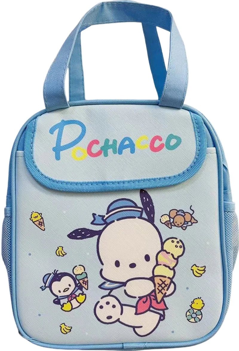 Hello Kitty Kuromi Cinnamonroll  Cartoon Kids Lunch Bag Thermal Insulation Aluminum Film C anvas Portable Insulation  Lunch Bag