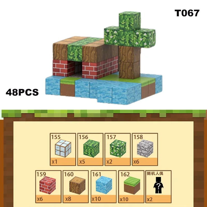 Magnetic Building Blocks Mine Cube Magnet World Set for Boy Girl Kid Age 3+ DIY Model Children Stem Montessori Sensory Toy