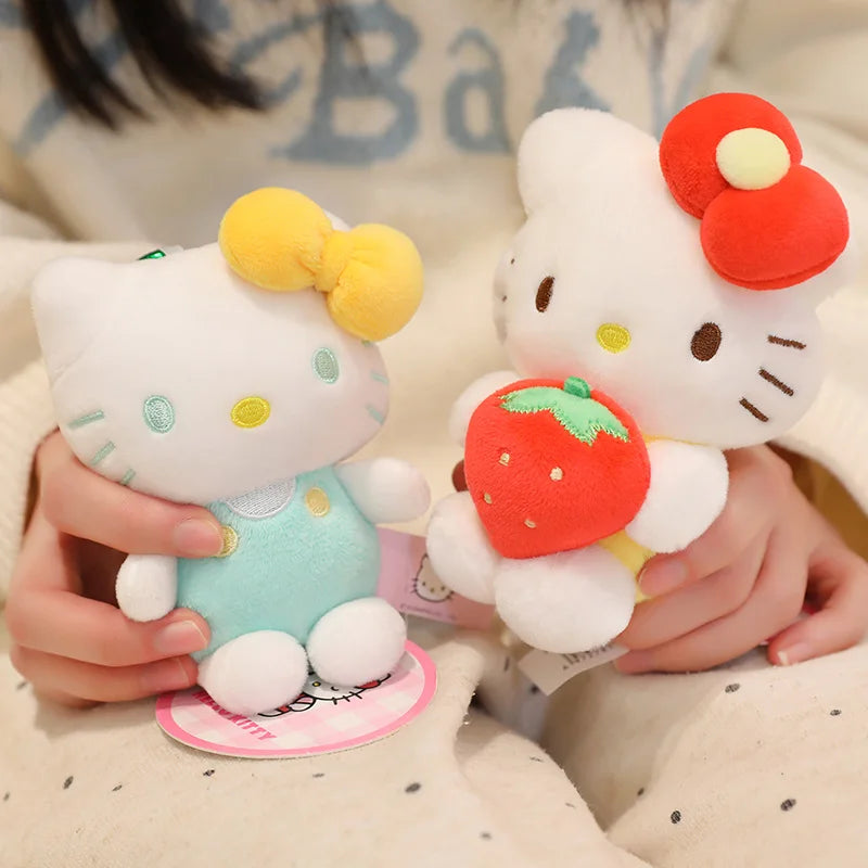 Sanrio Hello Kitty Stuffed Toys Bag Pendant Accessories Cute Plush Toys Kitten Keyring Anime Keychain Kids Birthday Gift