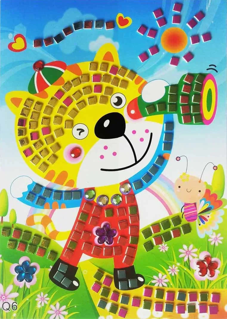 3/5Pcs Foam EVA Stickers 3D Crystal Acrylic Puzzle DIY Handmade Kids Art Cartoon Creative Educational party Toys For Children